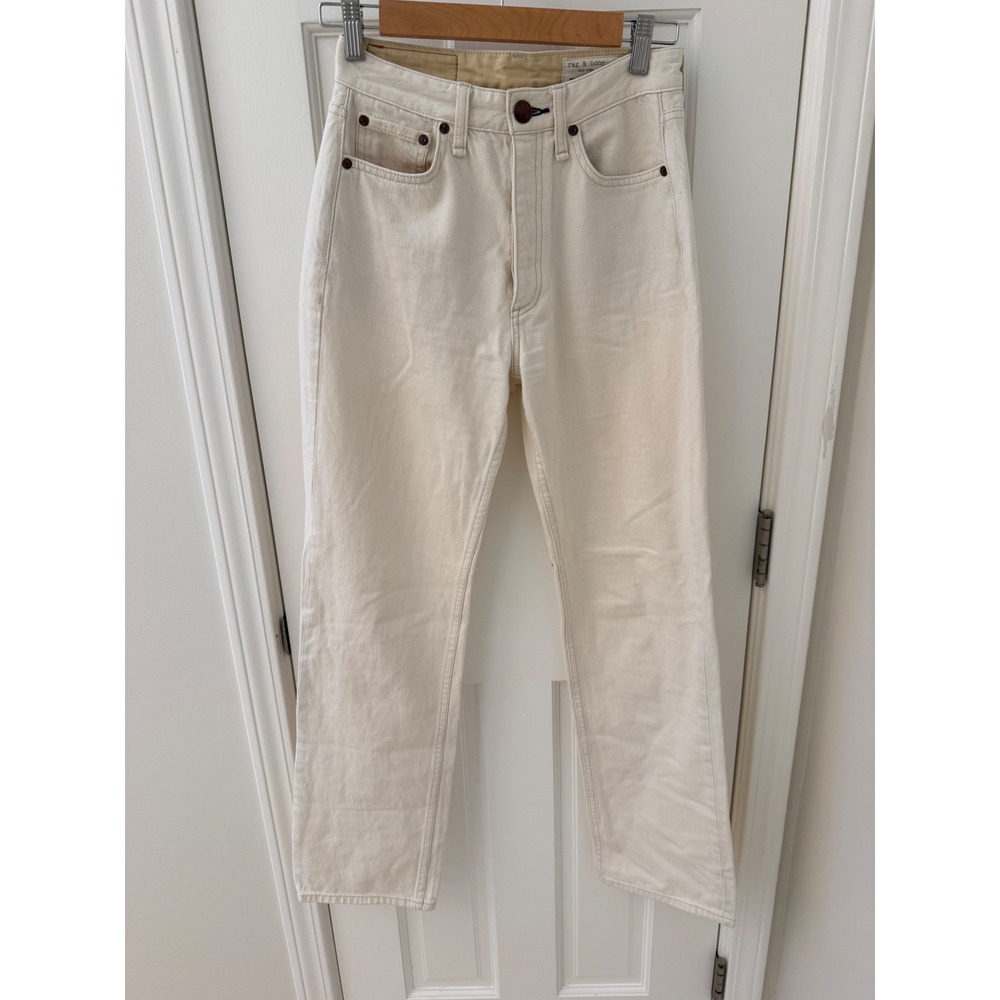 Rag & Bone Alex High Rise Straight Jeans Ivory Button Fly Size 25 NWOT